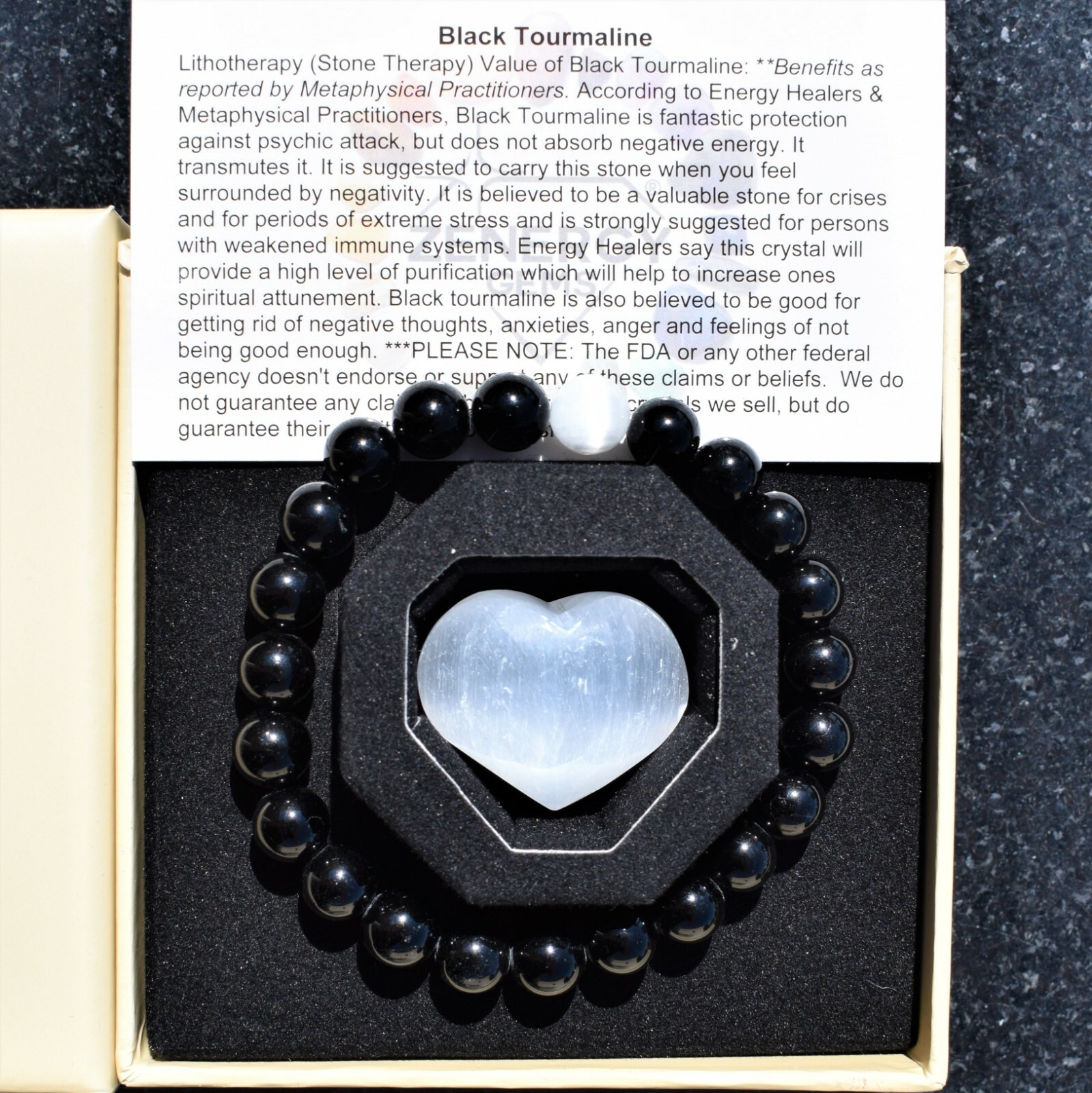[Set] CHARGED Distance Bracelets Black Tourmaline & Natural Selenite Crystals!