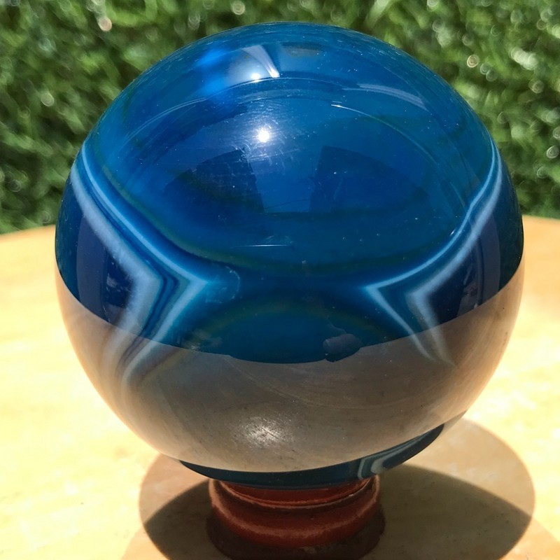 290G Rare Blue Agate Quartz Ball Crystal Sphere Mineral Specimen Healing