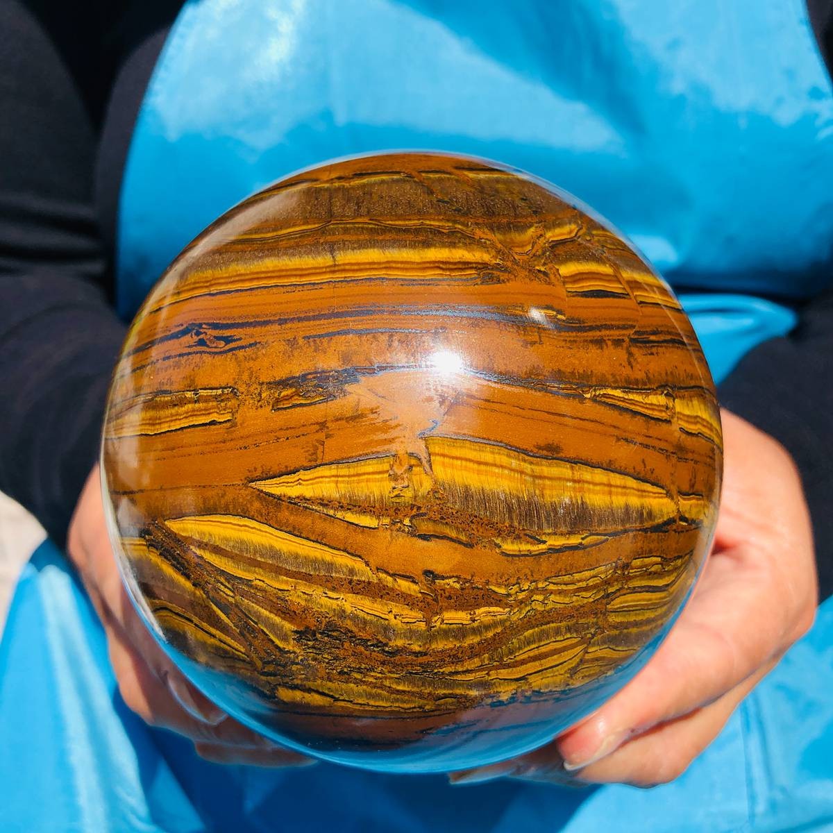 1920g Rare NATURAL Yellow tiger eye quartz crystal ball Healing stone
