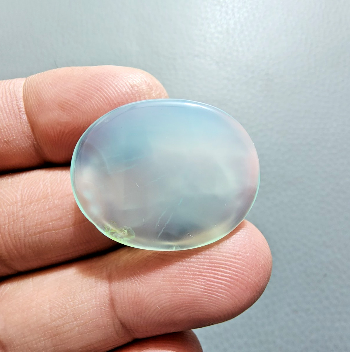 Rare Sky-Blue Chalcedony Flat Oval Cabochon 25Ct Polished Loose Gemstone Jewelry