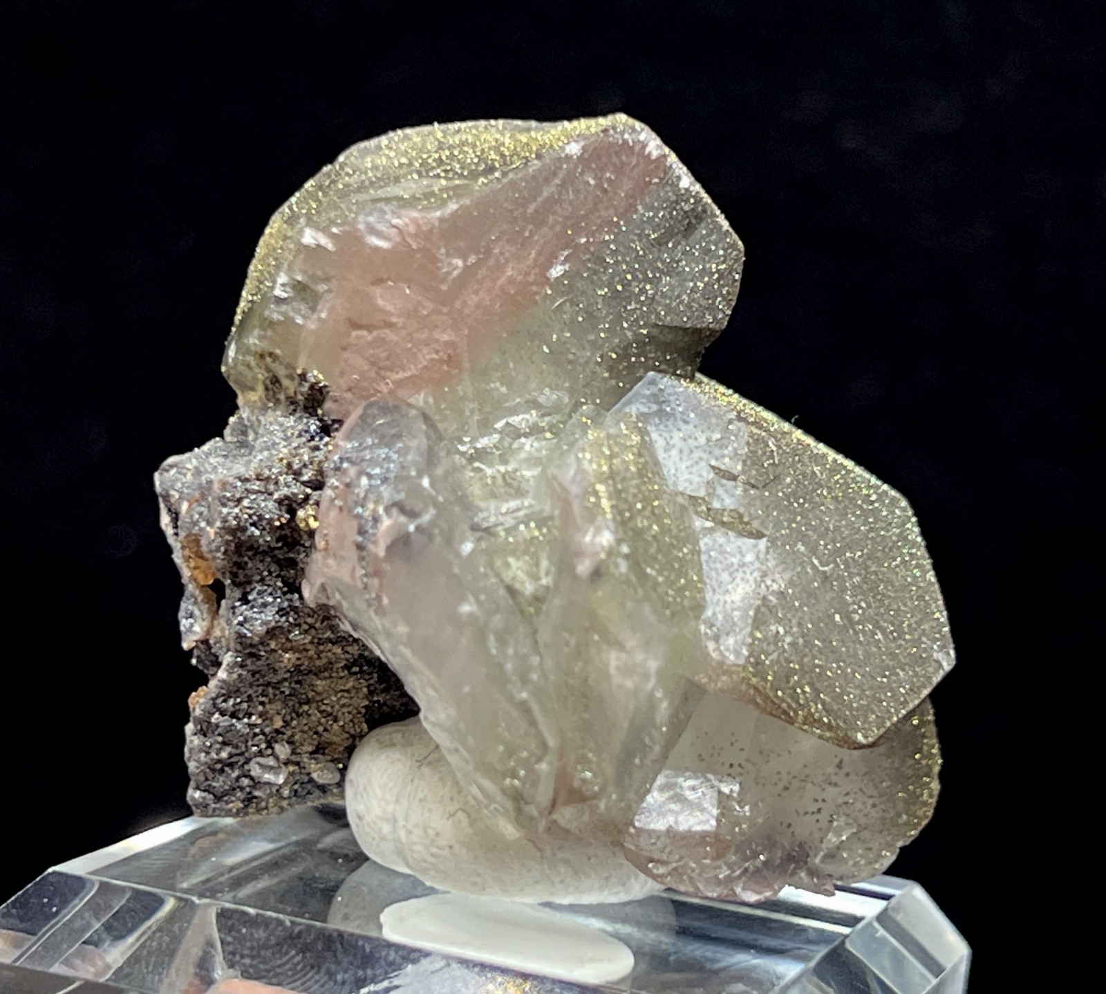 41mm 50g IRIDESCENT Chalcopyrite on Calcite, Natural Mineral Specimen