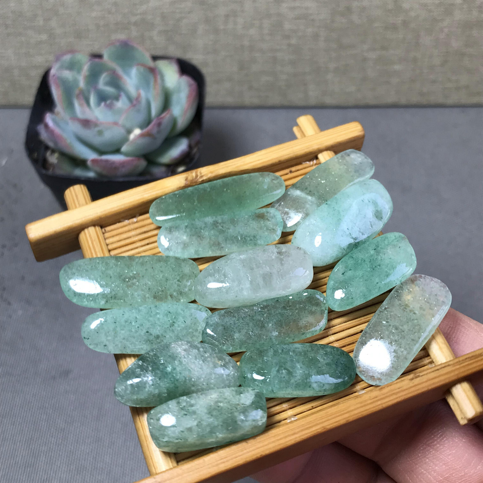 13Pcs Natural Green Strawberry Crystal gemstone Polish Mineral Specimen A6586