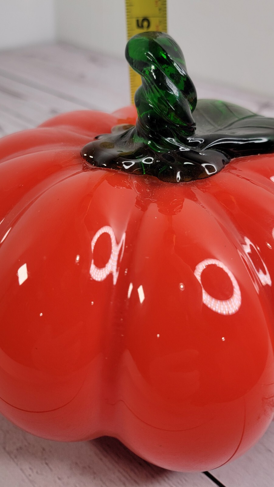 Crystal Clan Pumpkin Art Glass Murano Style Hand Blown Table Shelf Decor Autumn
