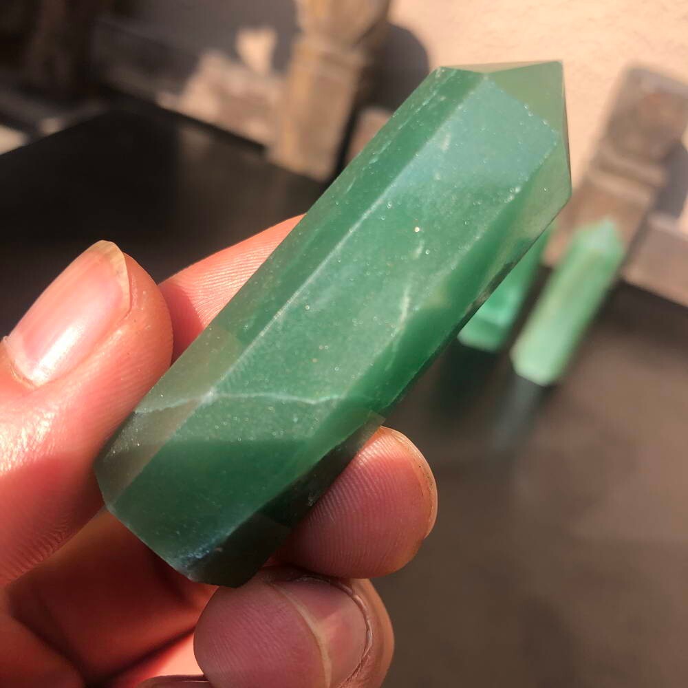 5pcs Large 2”+ Green Aventurine Quartz Crystal Point Wand Healing Tower