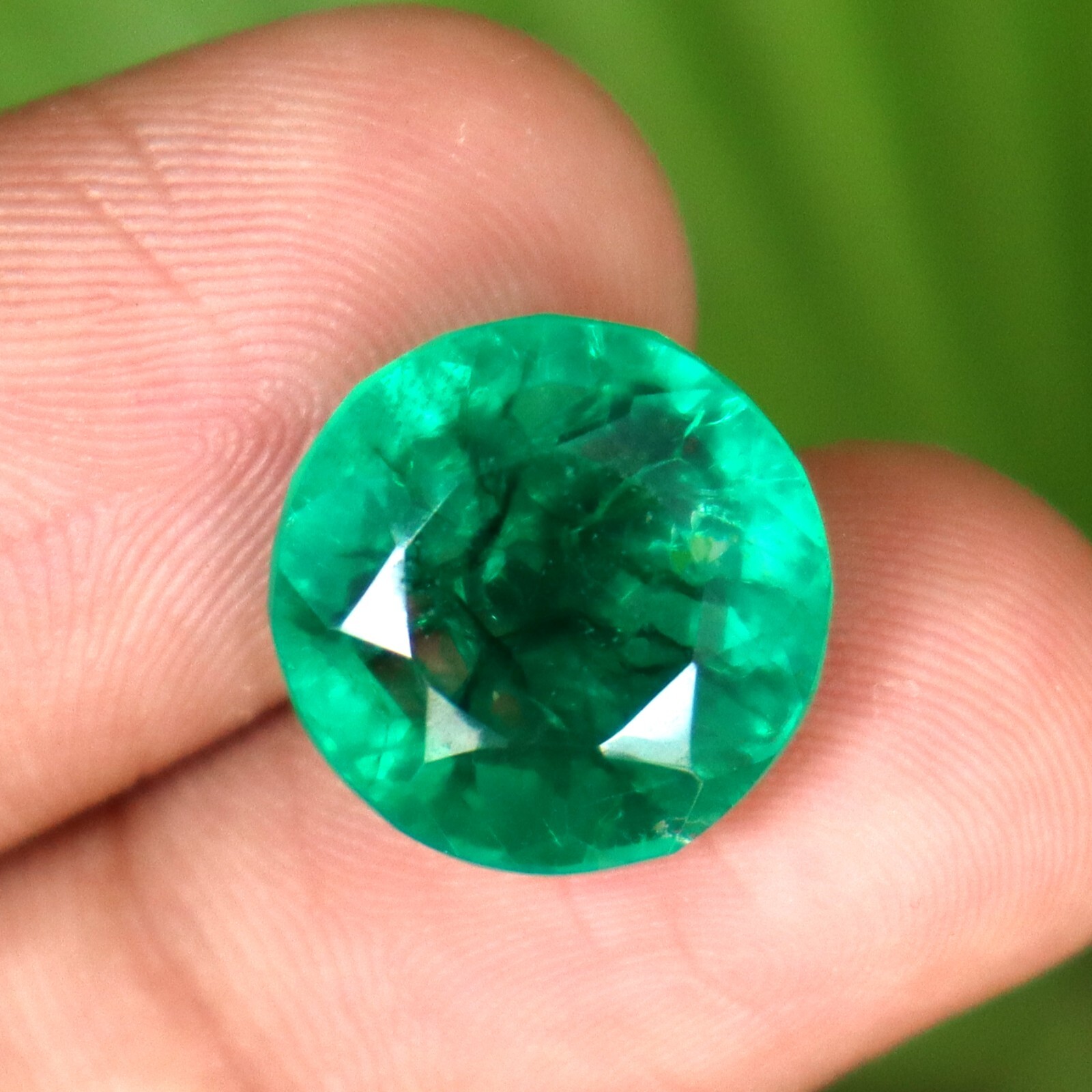 9.80 Ct Green Emerald Certified Natural Colombian Round Cut Loose Gemstone