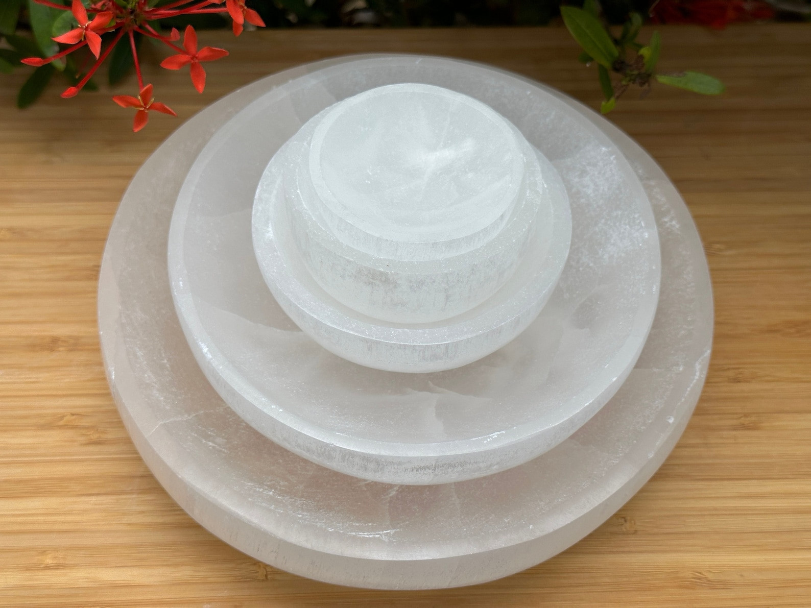 Gemstone Carved SELENITE Crystal Polished Charging Bowl, Pick Your desired Shape