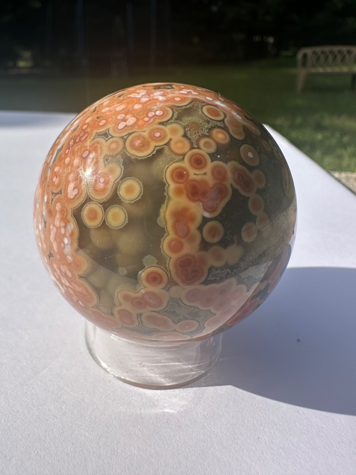 165g natural druzy orbicular ocean jasper 8th vein polished crystal ball