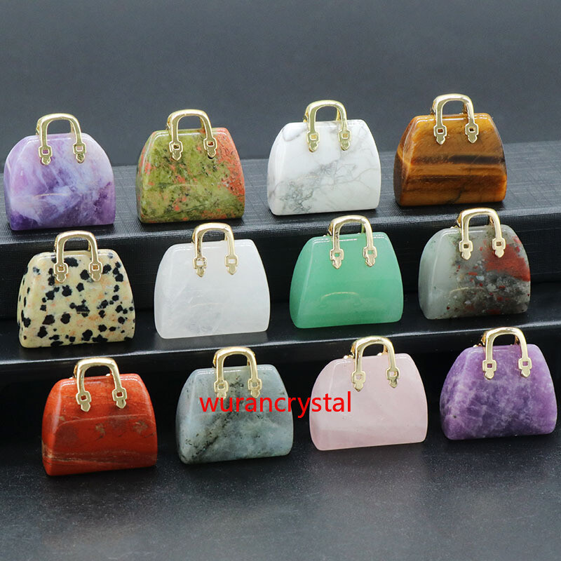 5pcs Natural crystal skull mini bag carved Pendant Reiki healing wholesale gift