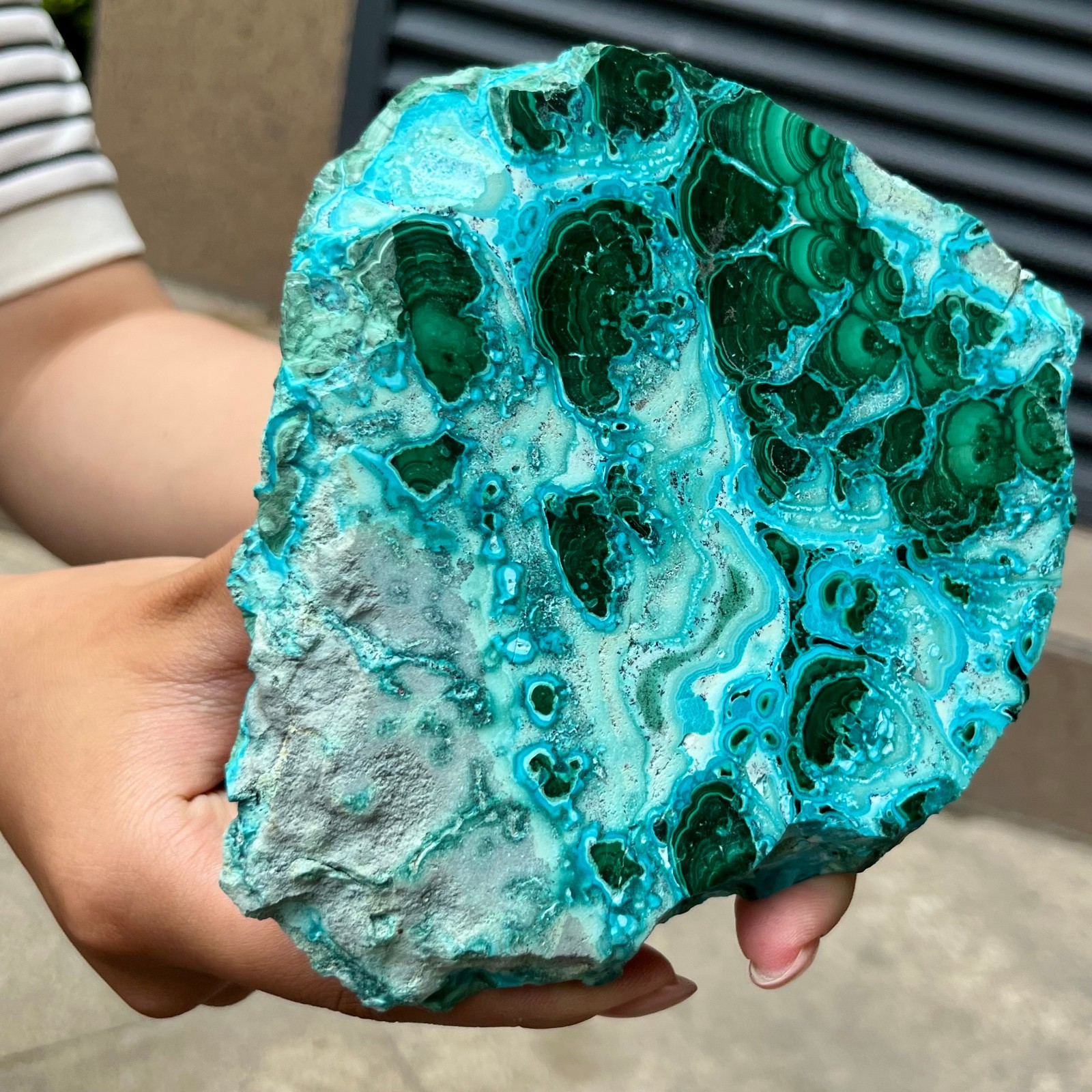 Natural Blue Green Chrysocolla Slice Polished Crystal Healing Stone 554 g
