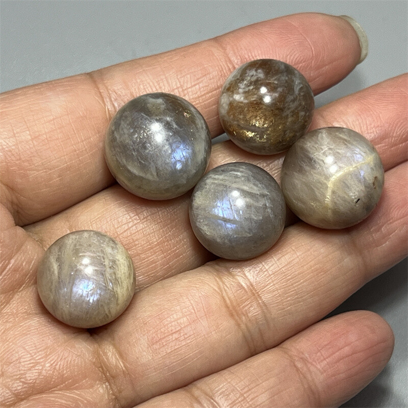 10pcs Natural Moonstone Carved Sphere quartz crystal ball Reiki Healing 14mm+