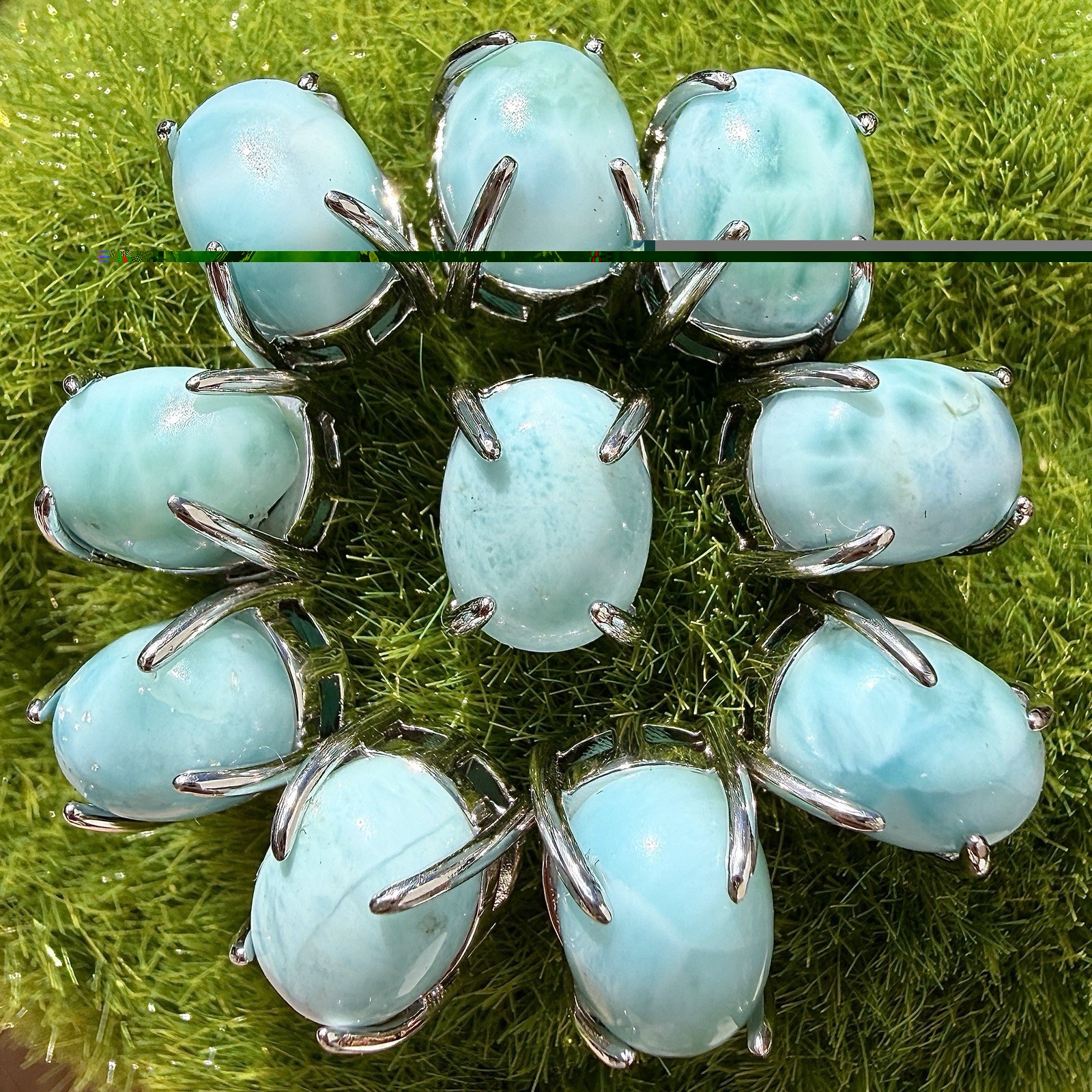 5 pairs Natural Larimar Stud Earring 7x9mm