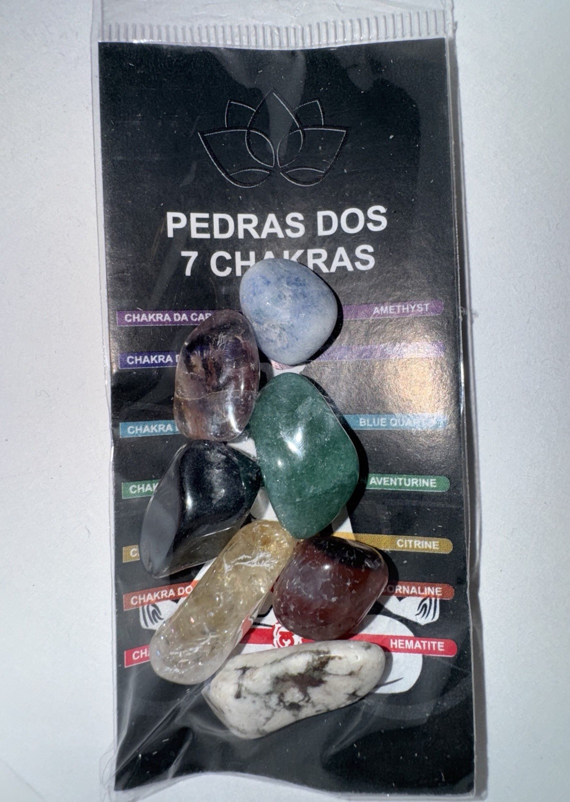 7 Chakra Tumbled Stones, Instructions & Carry Pouch (Crystal Healing Stone Set)