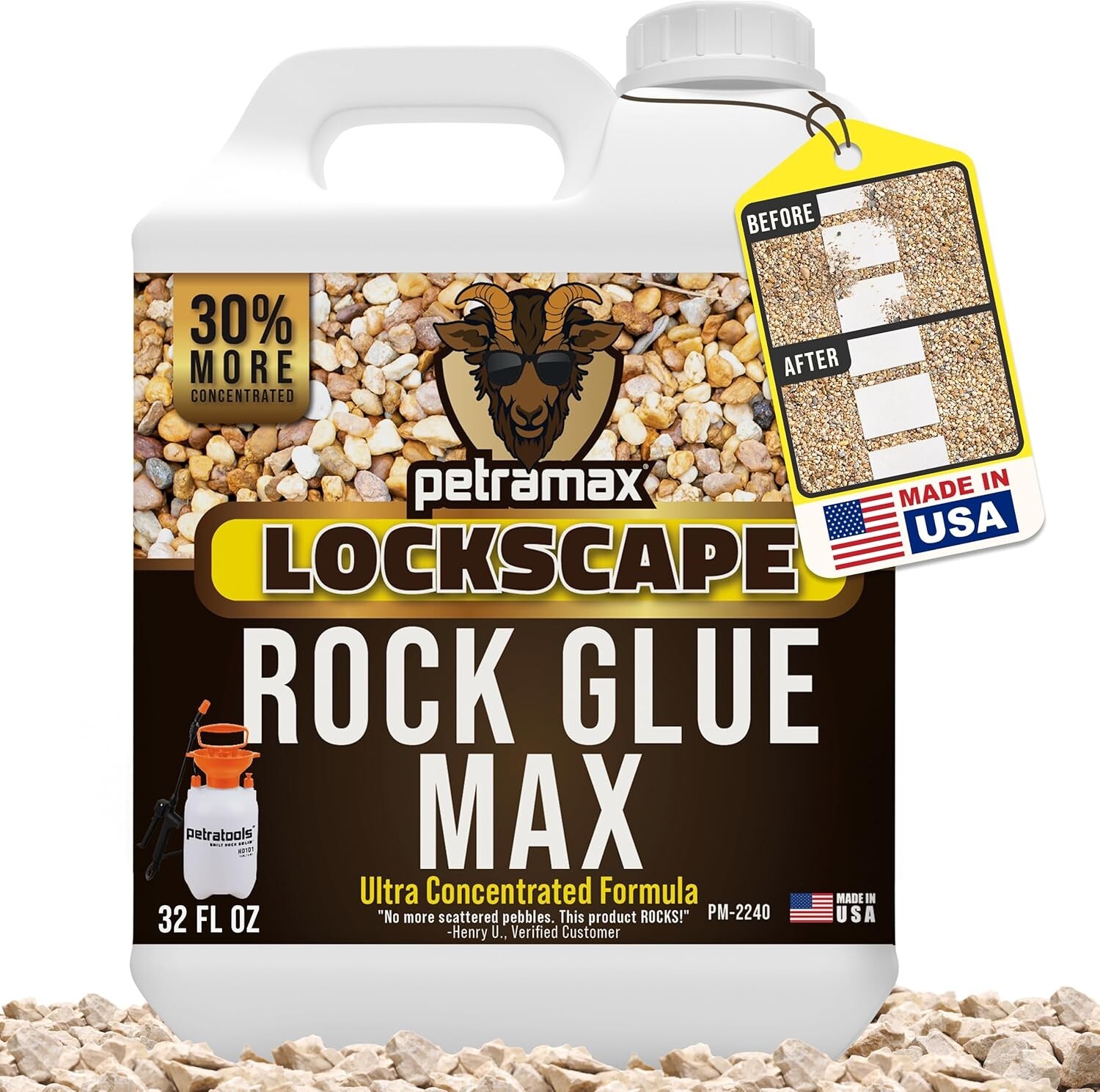 Pet Safe 32oz Rock Glue for Landscaping – Fast Drying, Water-Resistant Binder