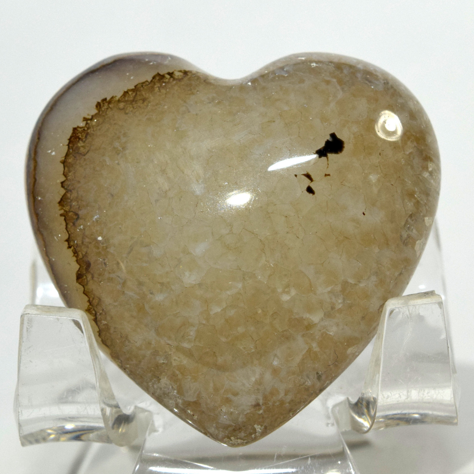 41mm Multicolor Agate Heart Natural Banded Sparkling Crystal Gemstone – India