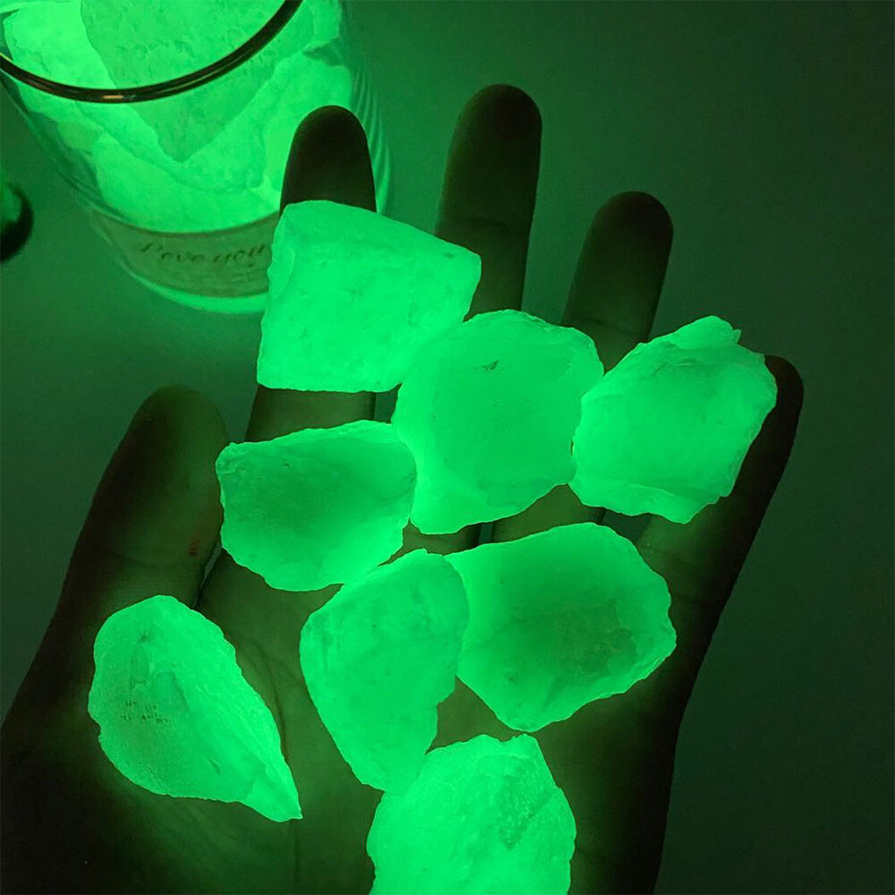 Glowing In The Dark Stone Luminous Rough Crystal Quartz Healing Reiki Mineral
