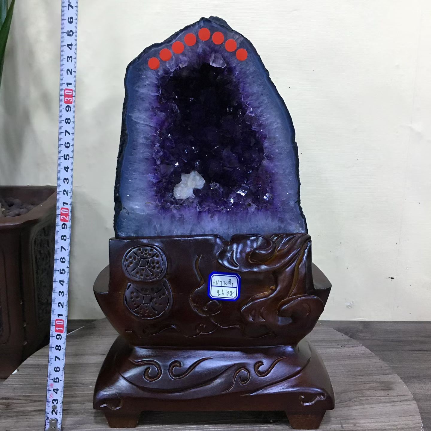21.1LB Top Natural Amethyst Geode Quartz Cathedral Healing Decor +Stand