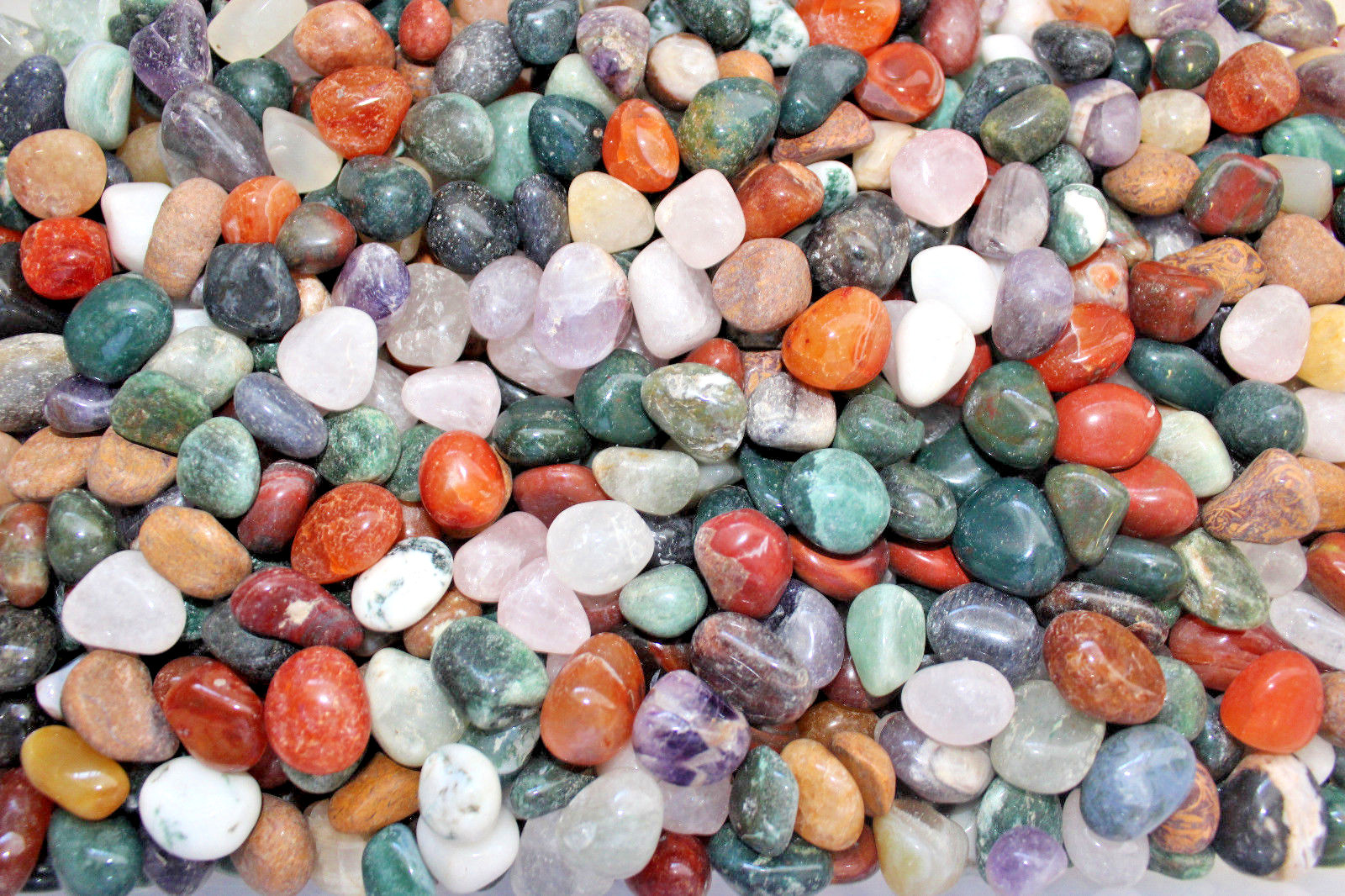 Assorted Tumbled Stones 1/2 lb Wholesale Bulk Lot SMALL 8 oz (About 50) Mixed