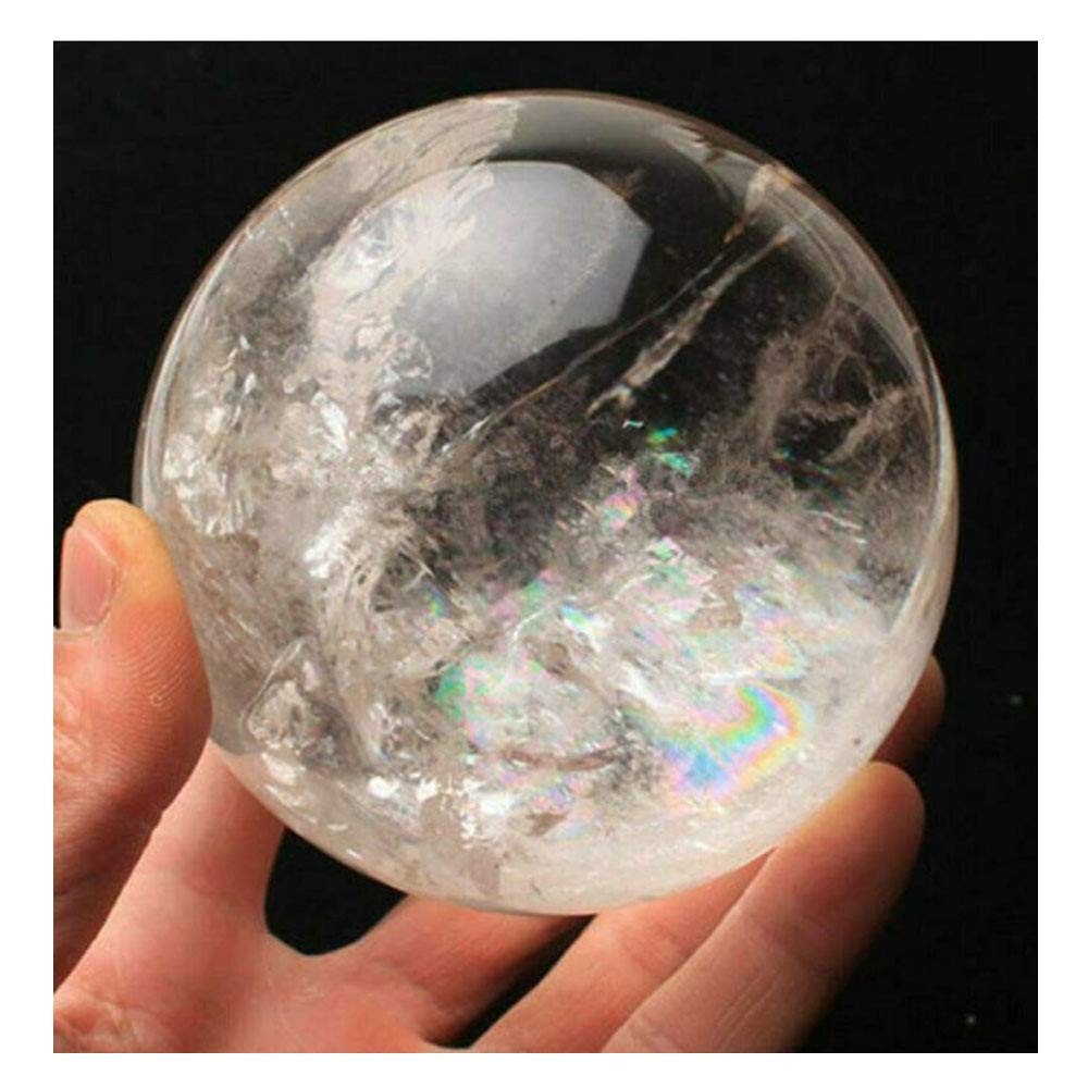 Wixine 1Pcs 35-40Mm Rare Clear Natural Rainbow Large Quartz Crystal Sphere Ball