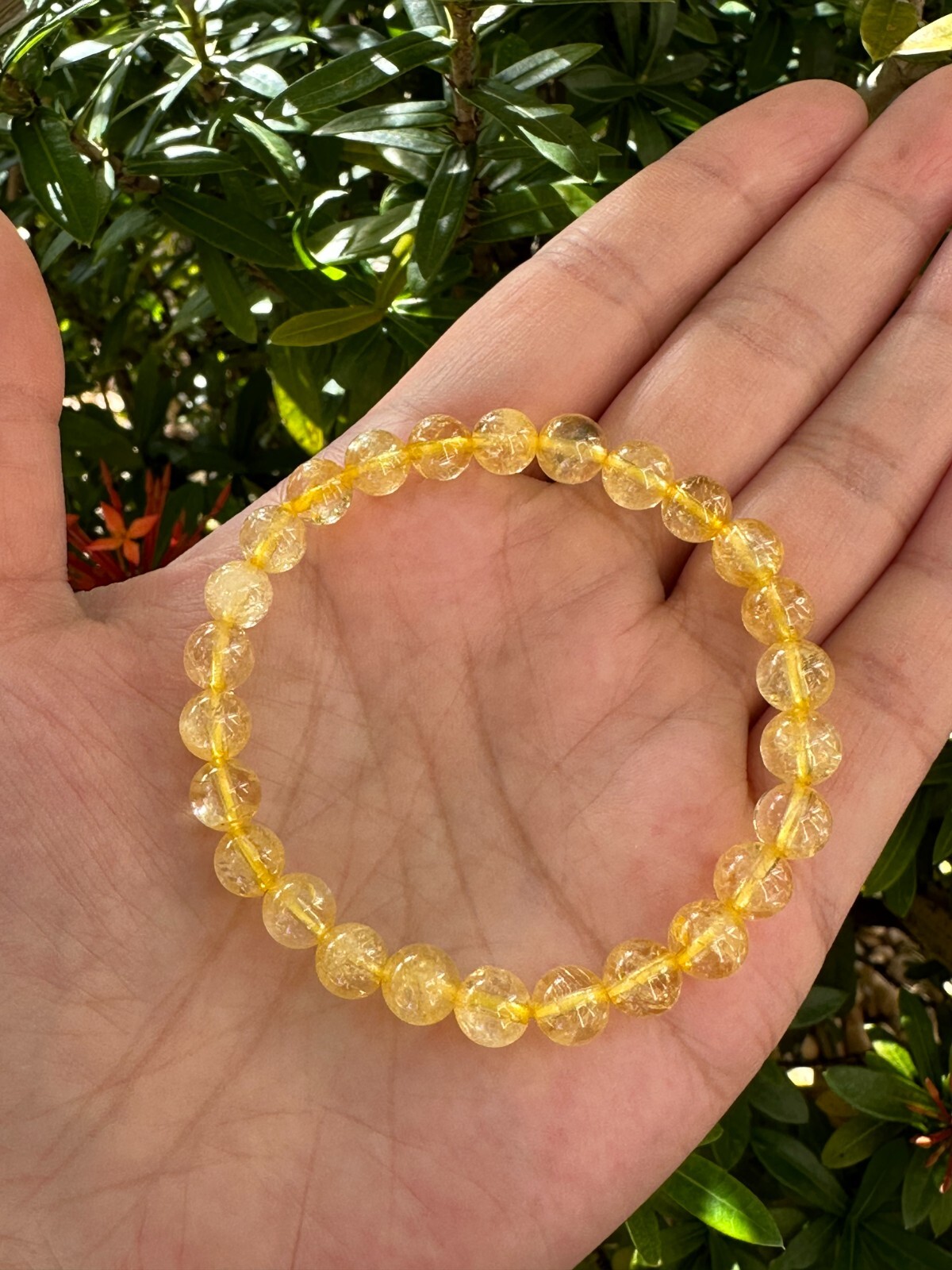 Grade A++ Citrine Crystal Bead Bracelet 6-7mm, Citrine Crystal Gemstone Bracelet
