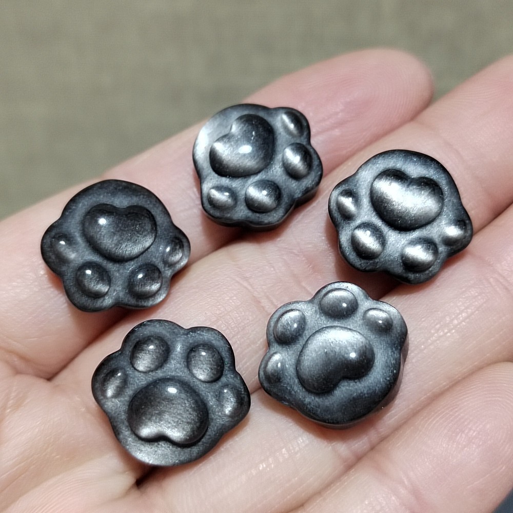 5pcs Natural Silver Obsidian Cat Claw Skull Carved Quartz Crystal Skull healing