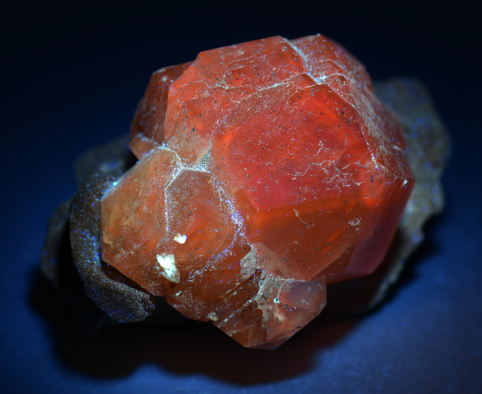 Excellent Berry Calcite crystals large, UV. Berry Quarry, Indiana. 170 grams.
