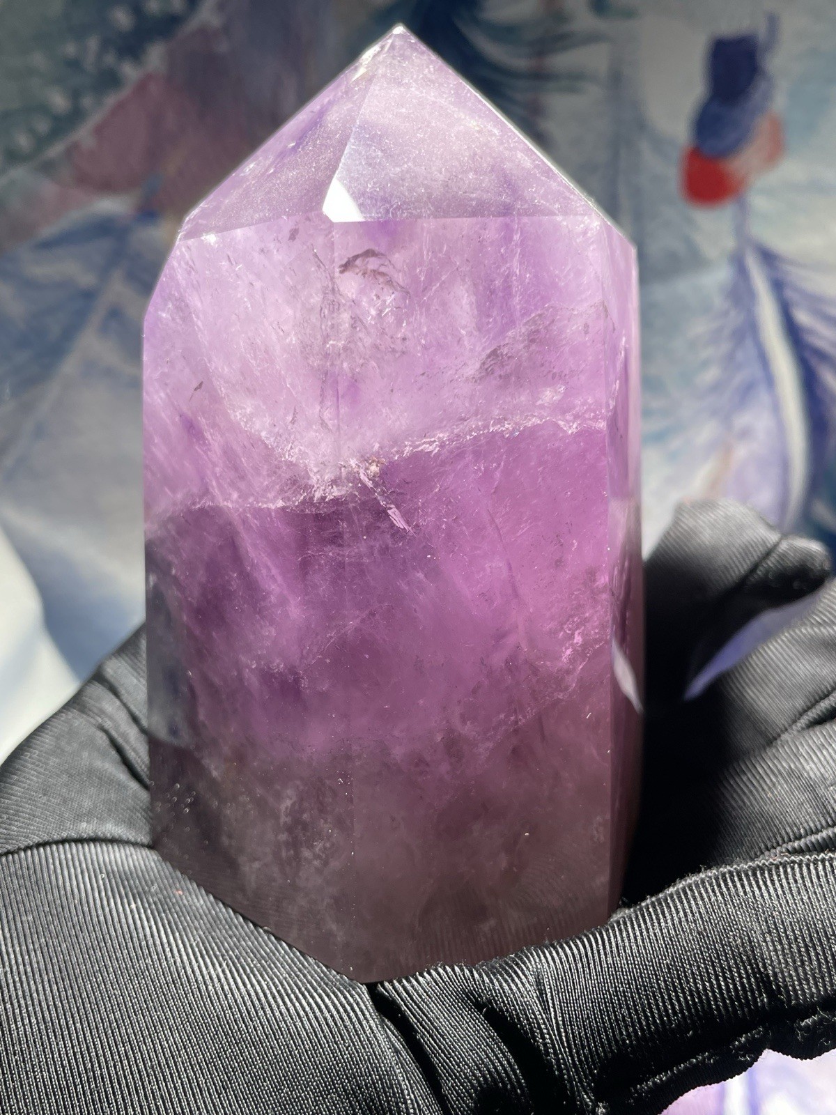 Natural Amethyst Crystal Tower Point Obelisk Polished Healing Quartz Home Decor