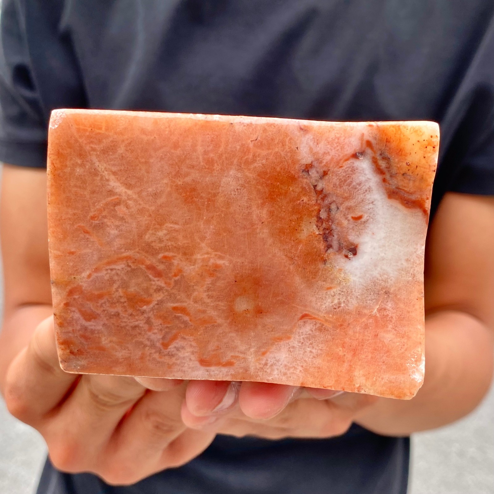 2LB Natural Pork Stone (Bacon Calcite) Slice Feng Shui Home Decor Specimen
