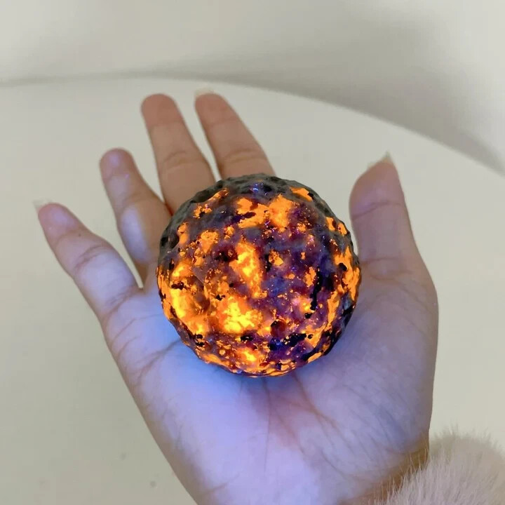 Natural Yooperlite Moon Sphere Crystal 50mm+ UV Reactive Gem Mineral Healing