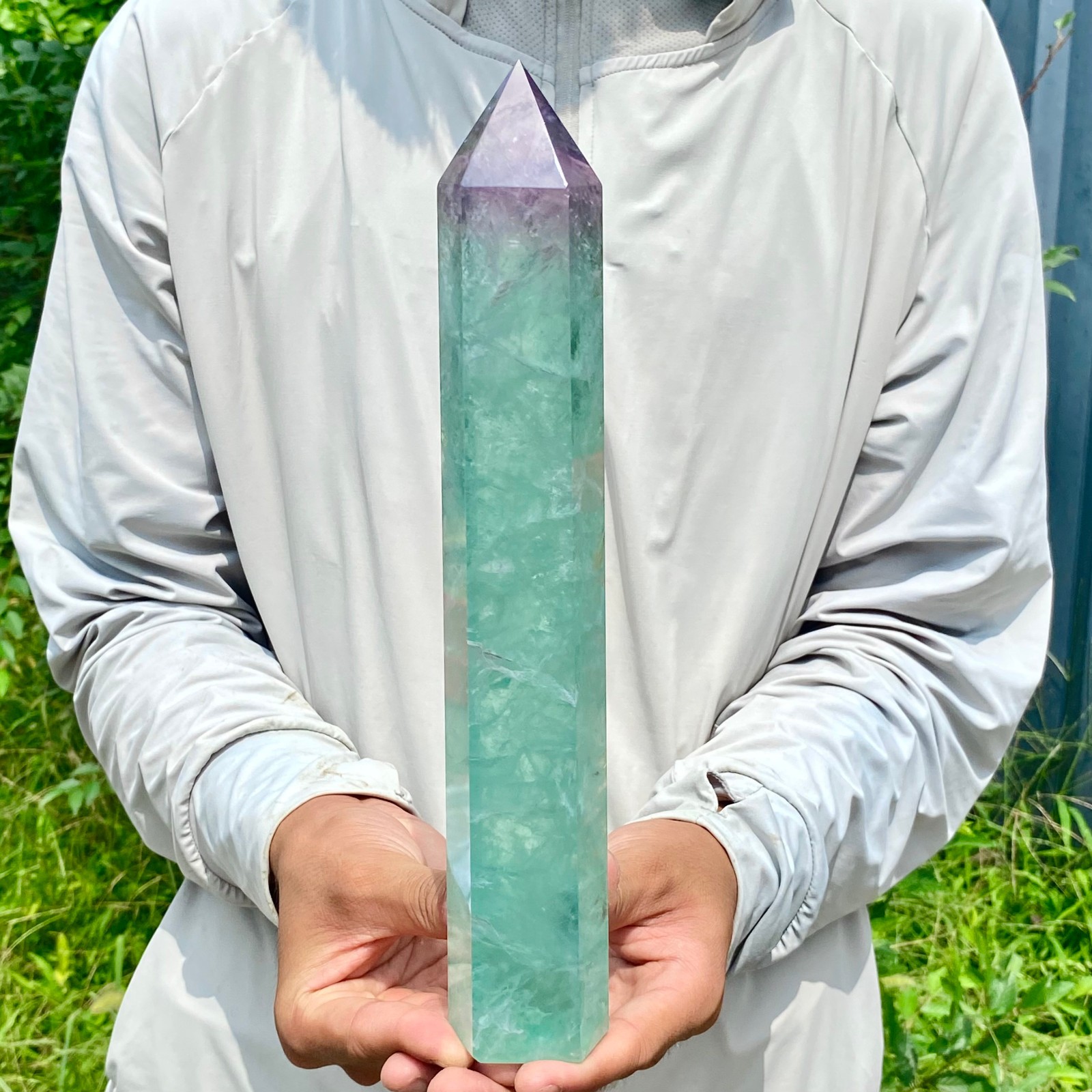 3.08LB Large Natural colored fluorite crystal column obelisk healing specimen