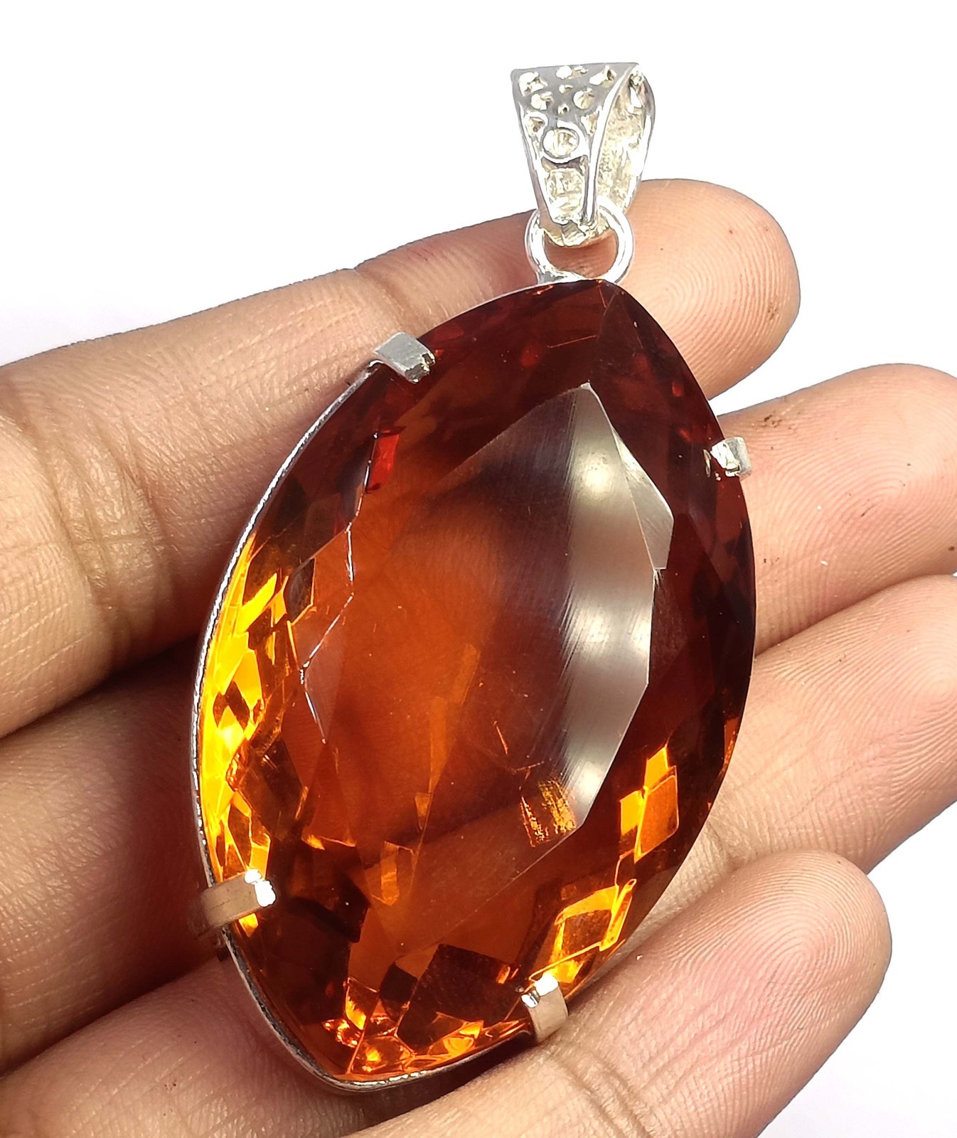 135 Ct Natural Yellow Sapphire Pendant Marquise Shape 925 Silver IGL 6FRU