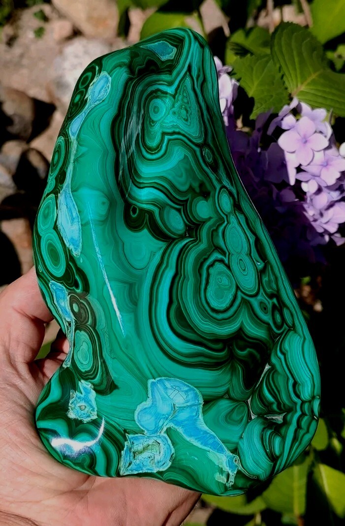 GORGEOUS CHRYSCOLLA -MALACHITE NATURAL MINERAL, POLISHED SHOW PIECE 3LBS 14OZ