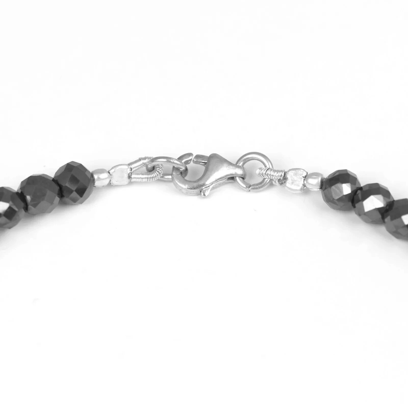 Certified 2 mm Certified Black Diamond Necklace, excellent Cut & Luster ! VIDEO