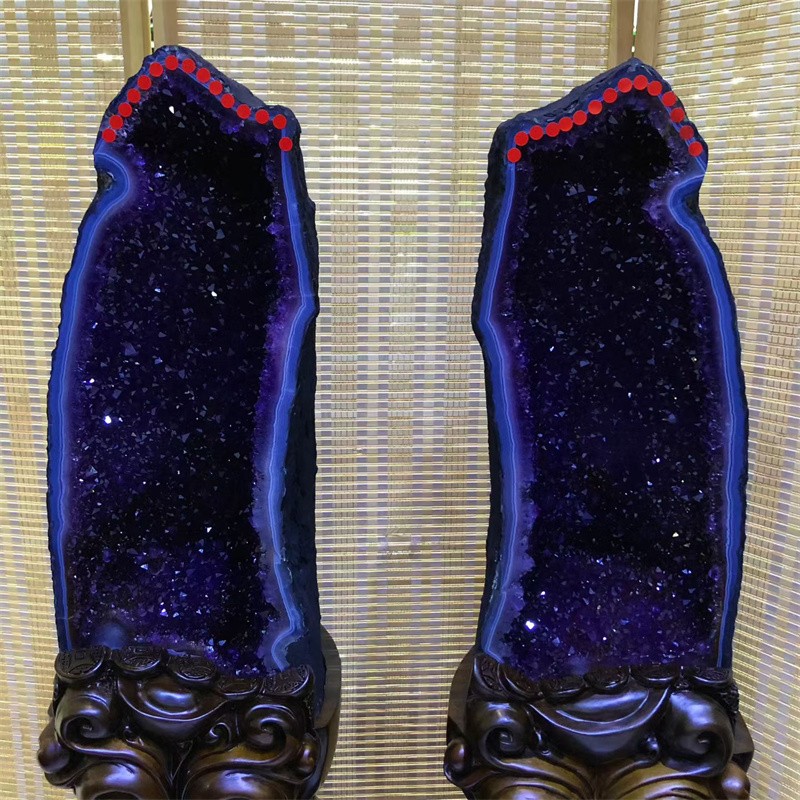 224LB A Pair Natural Amethyst Cave Quartz Crystal Specimen Reiki Healing +STAND