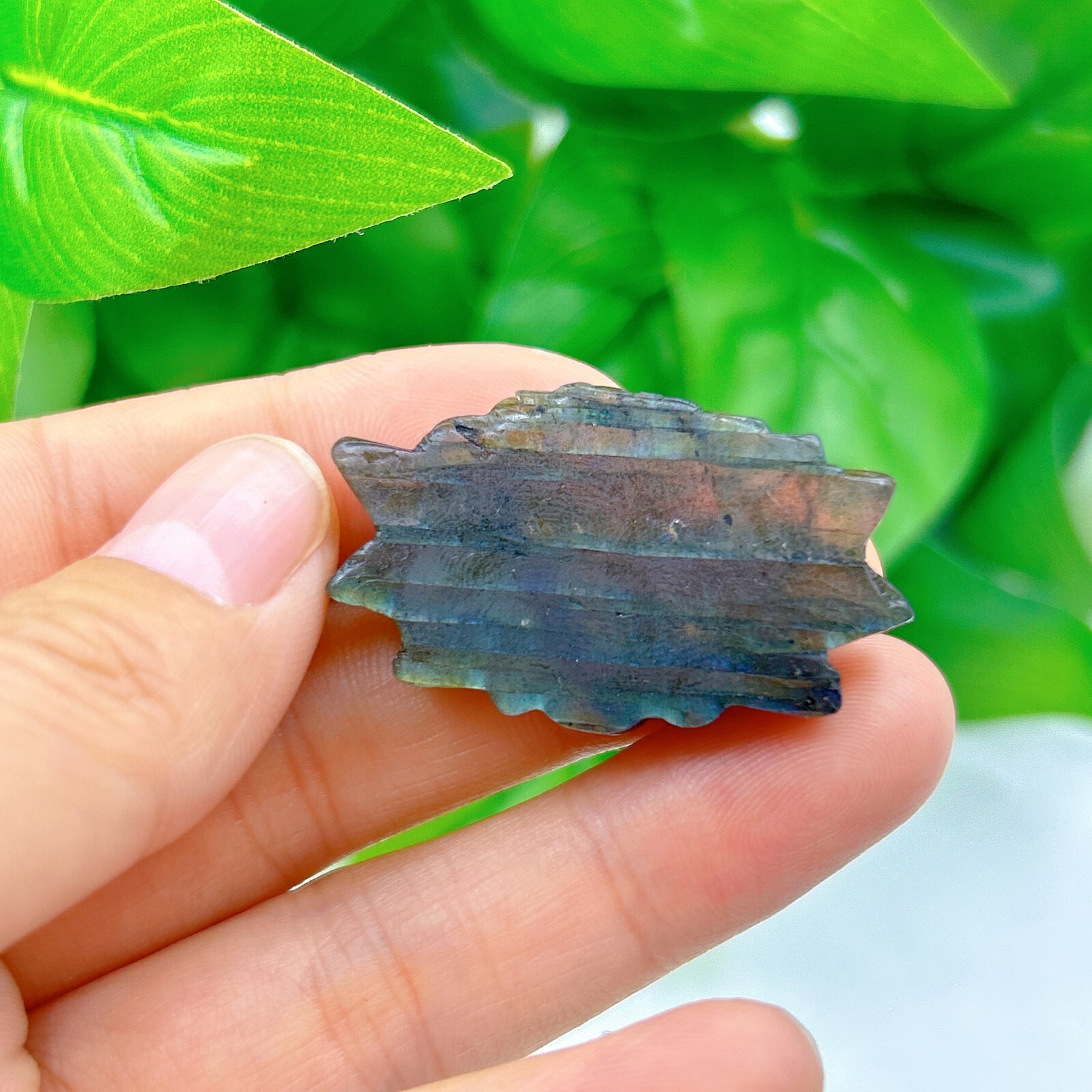 Natural labradorite Lotus flower Hand Carved crystal Healing