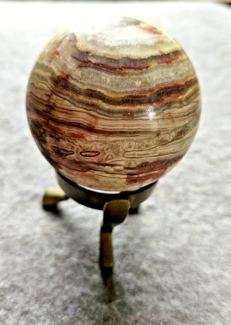Onyx Calcite Sphere Ball Beautiful Natural Onyx with Brass Stand