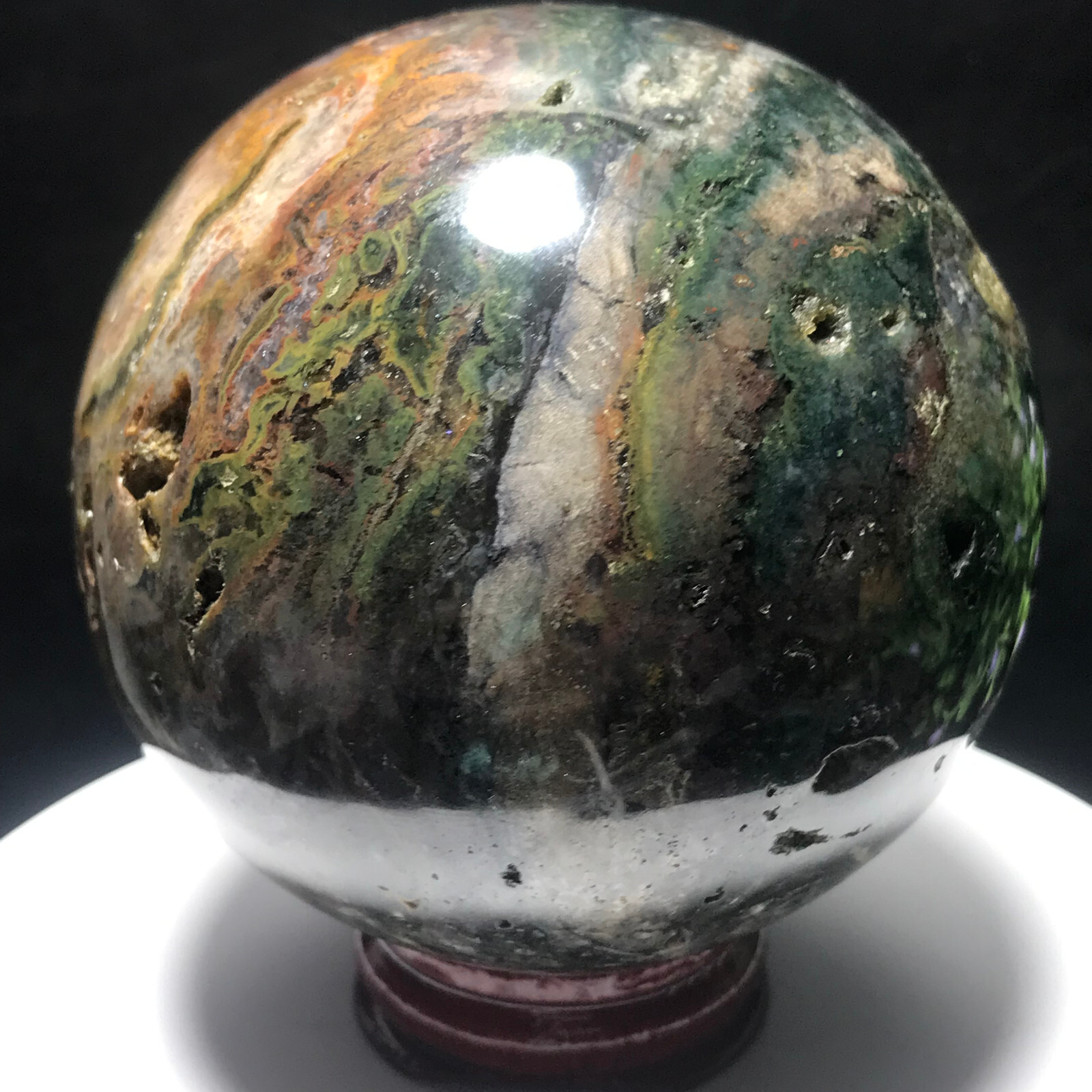 515g 73mm Colourful Ocean Jasper Quartz Crystal Ball Specimen Healing 63