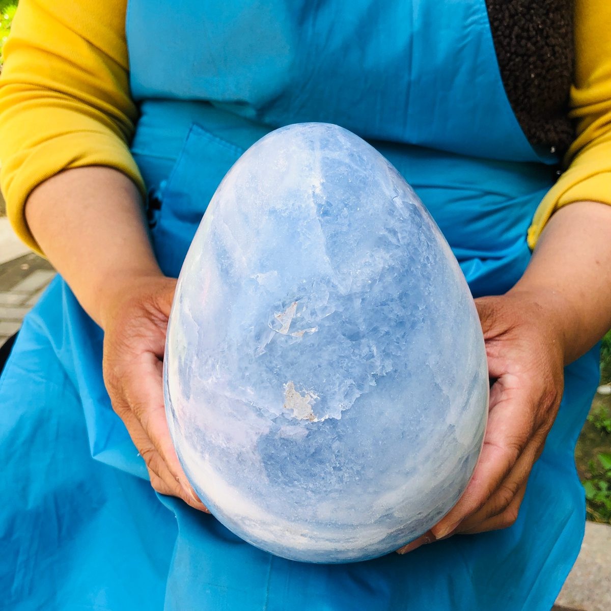 8.2LB Natural blue celestite POLISHED egg shape Quartz Crystal healing decor