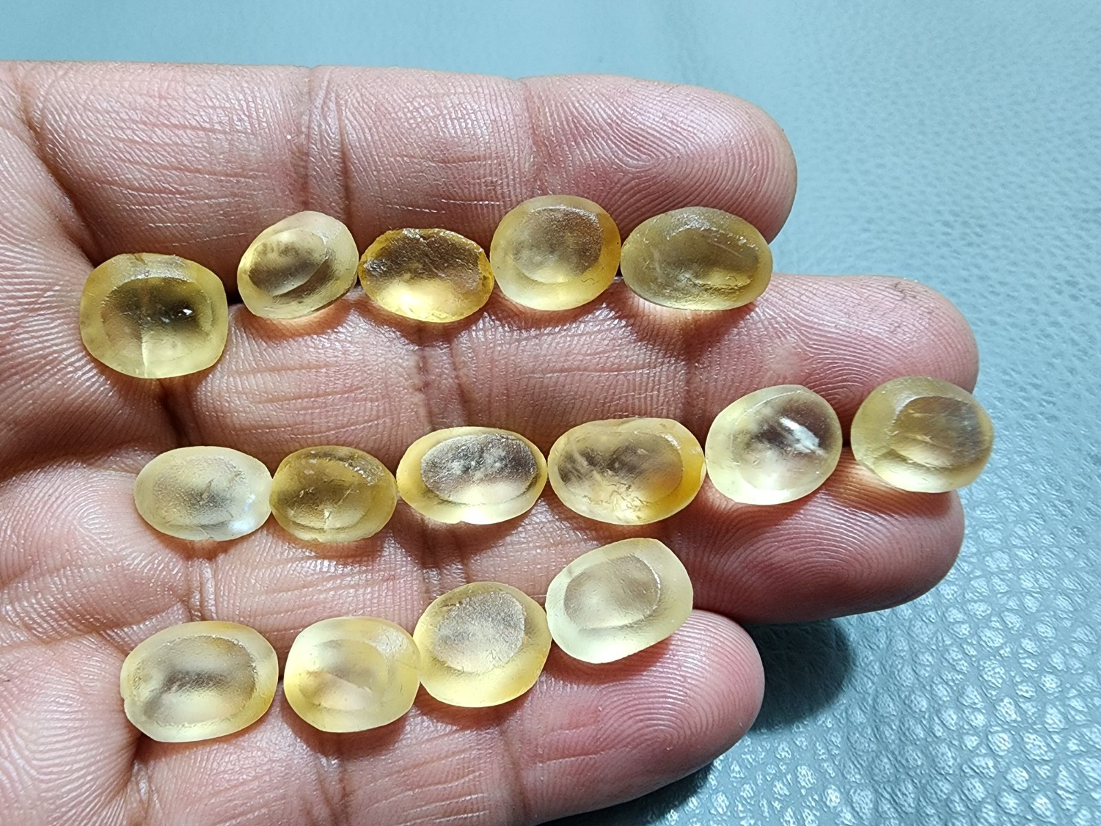 15pcs Top A+ Golden Citrine Topaz 10-13 MM Faceted Oval Cabochon Loose Gemstone