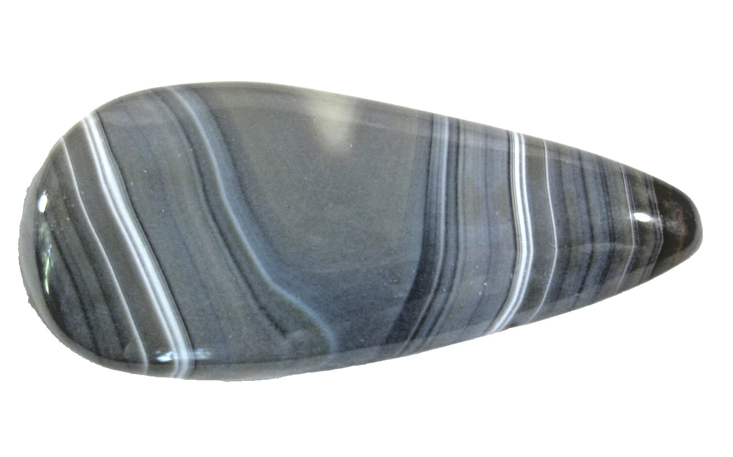 Botswana Agate Polished Long Pear or Palm Stone 90 mm x 40 mm 108 g