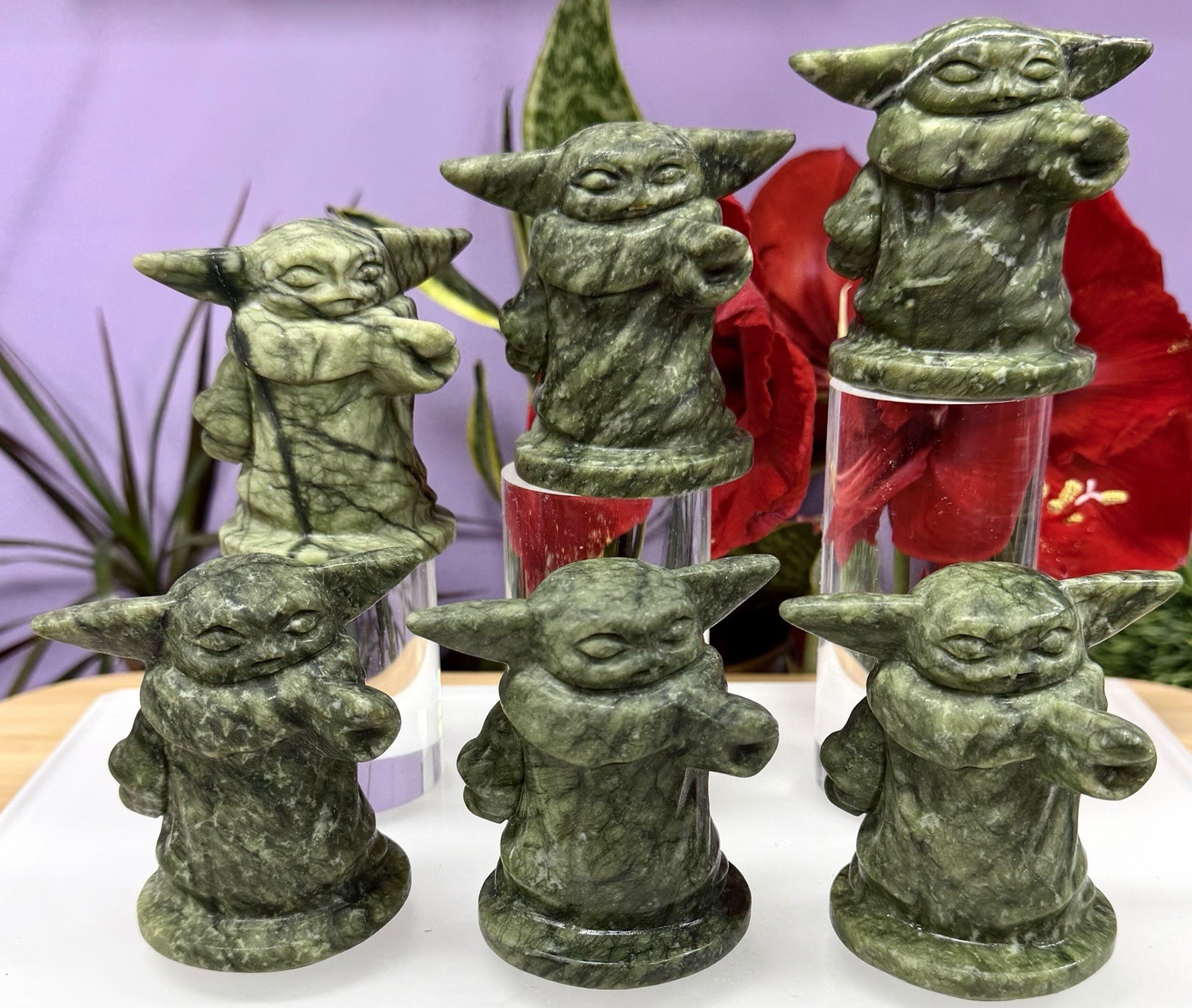 Wholesale Lot 6 Pcs Natural Nephrite Jade Baby Yoda 8cm Healing Energy