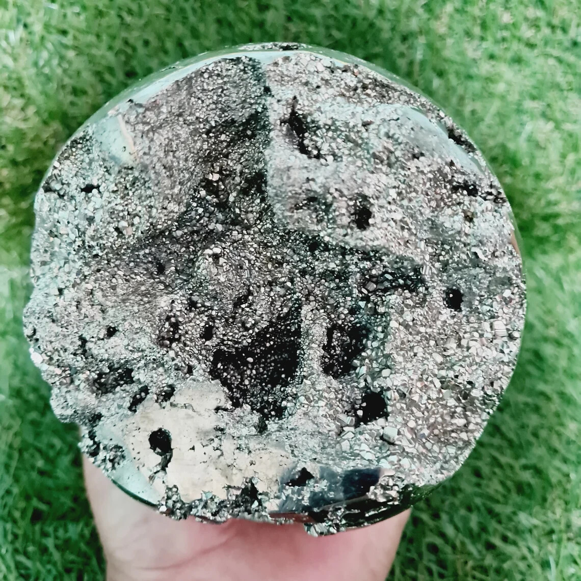 110mm Peruvian Pyrite Sphere Natural Sparkling Druzy Crystal Polished Stone Ball