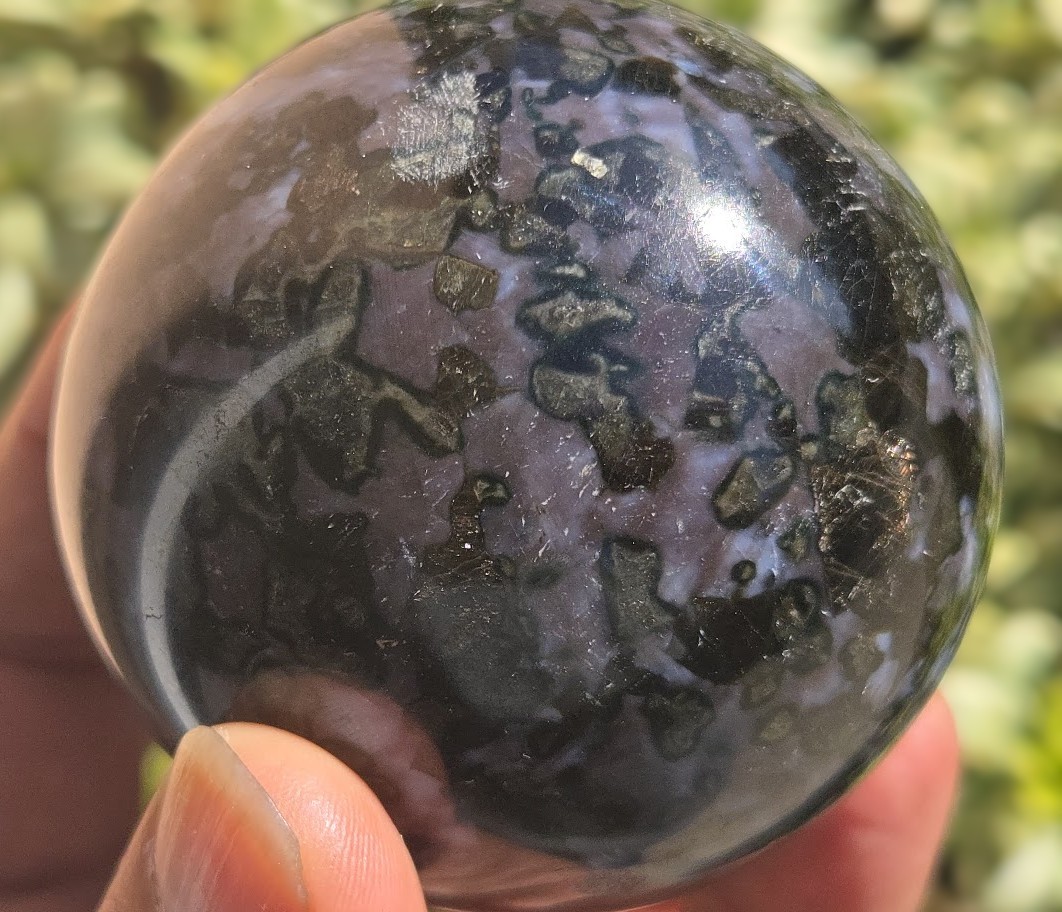 Mystic Merlinite Blizzard Stone Sphere Blue Indigo Gabbro (65 mm 417gm) Crystal