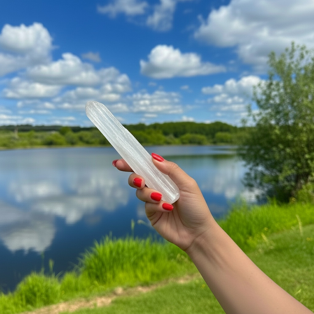 Natural Selenite Wand Set – Reiki Massage Sticks – Crystal Healing Energy Cleans