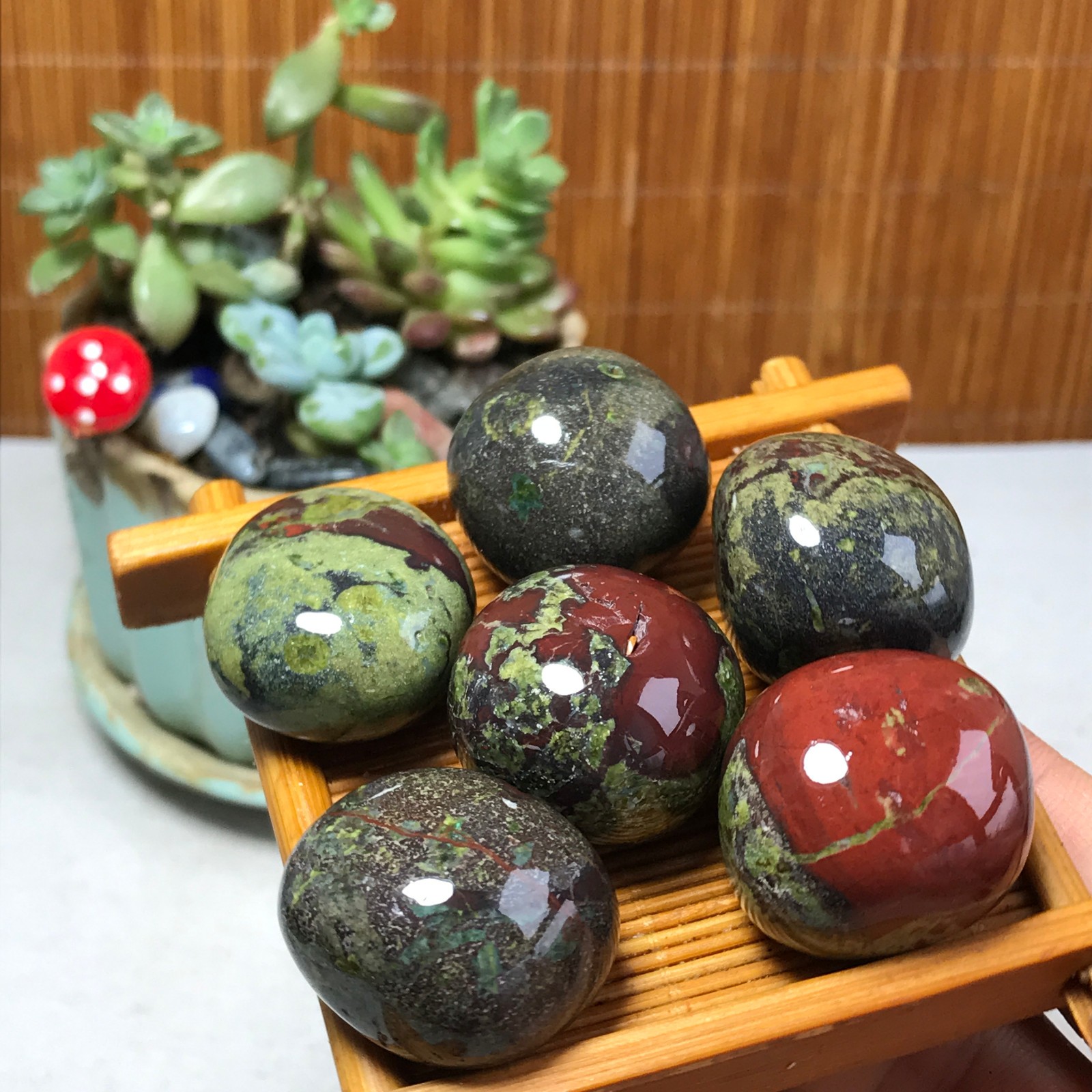 6pcs Natural Dragon blood Crystal gemstone Polish Mineral Specimen Tumbled A5579