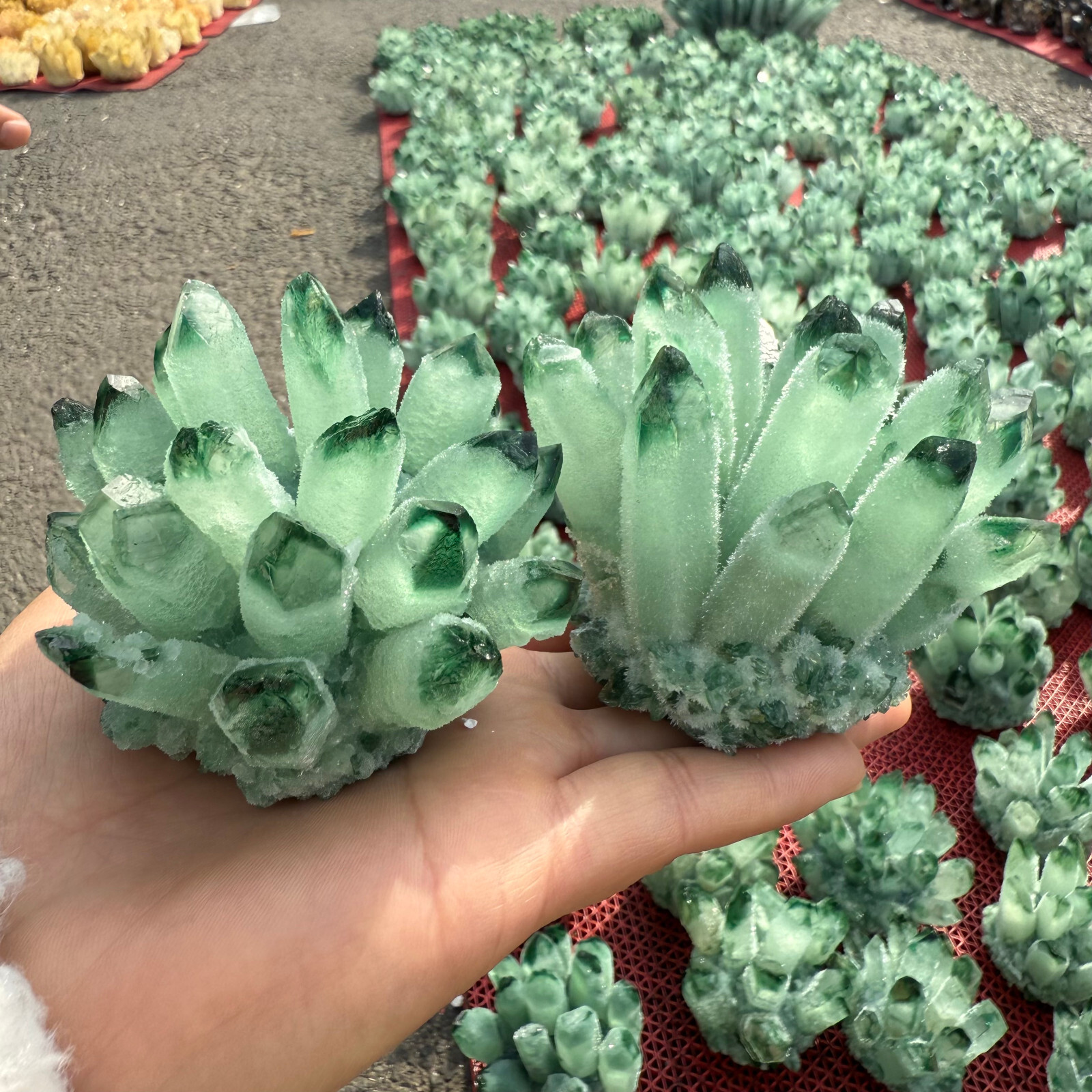 300g Natural Green crystal Quartz Cluster Crystal Mineral Healing Rock Stone