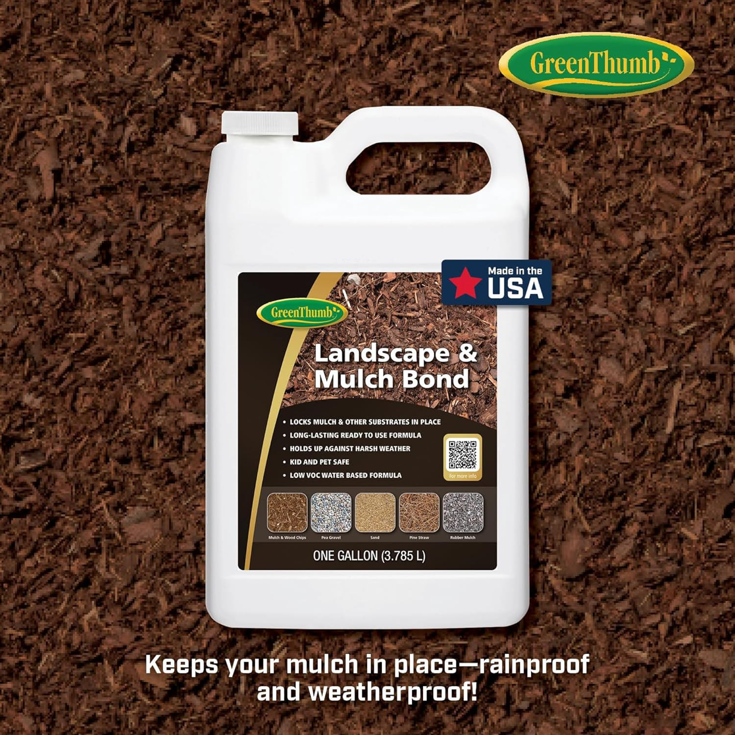 GreenThumb, Landscape and Mulch Bond, Mulch Glue for Landscaping, Rock, Pea Grav