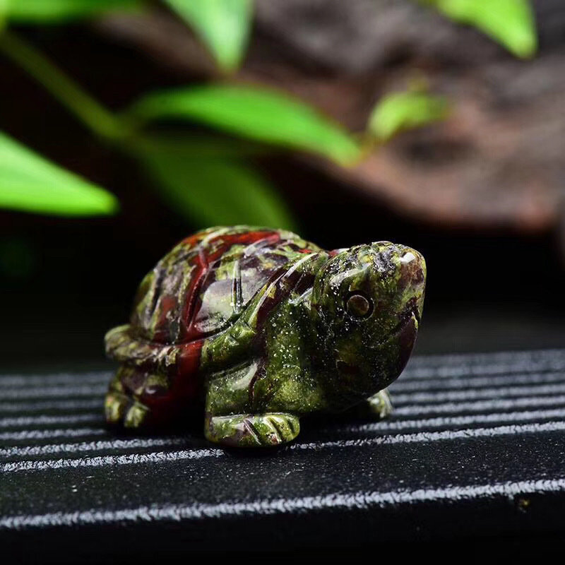 Natural Quartz Crystal Carved Longevity Healing Stone Turtle Animal Statue Decor