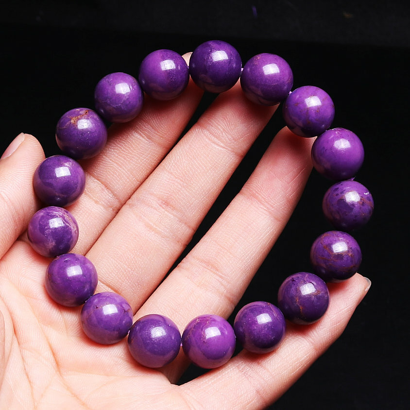 12mm Natural Phosphosiderite Purple Gemstone Round Beads Bracelet AAA 0151