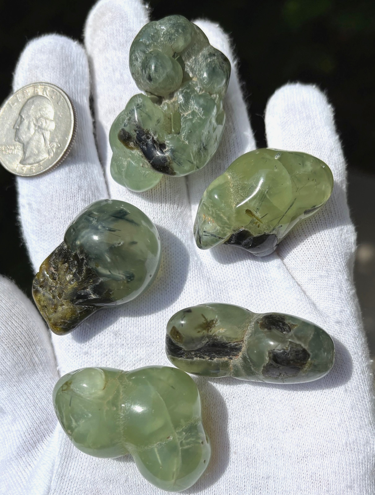 USA SALE 120g LOT 5 PREHNITE & EPIDOTE BOTRYOIDAL TUMBLES TUMBLE STONE STONES