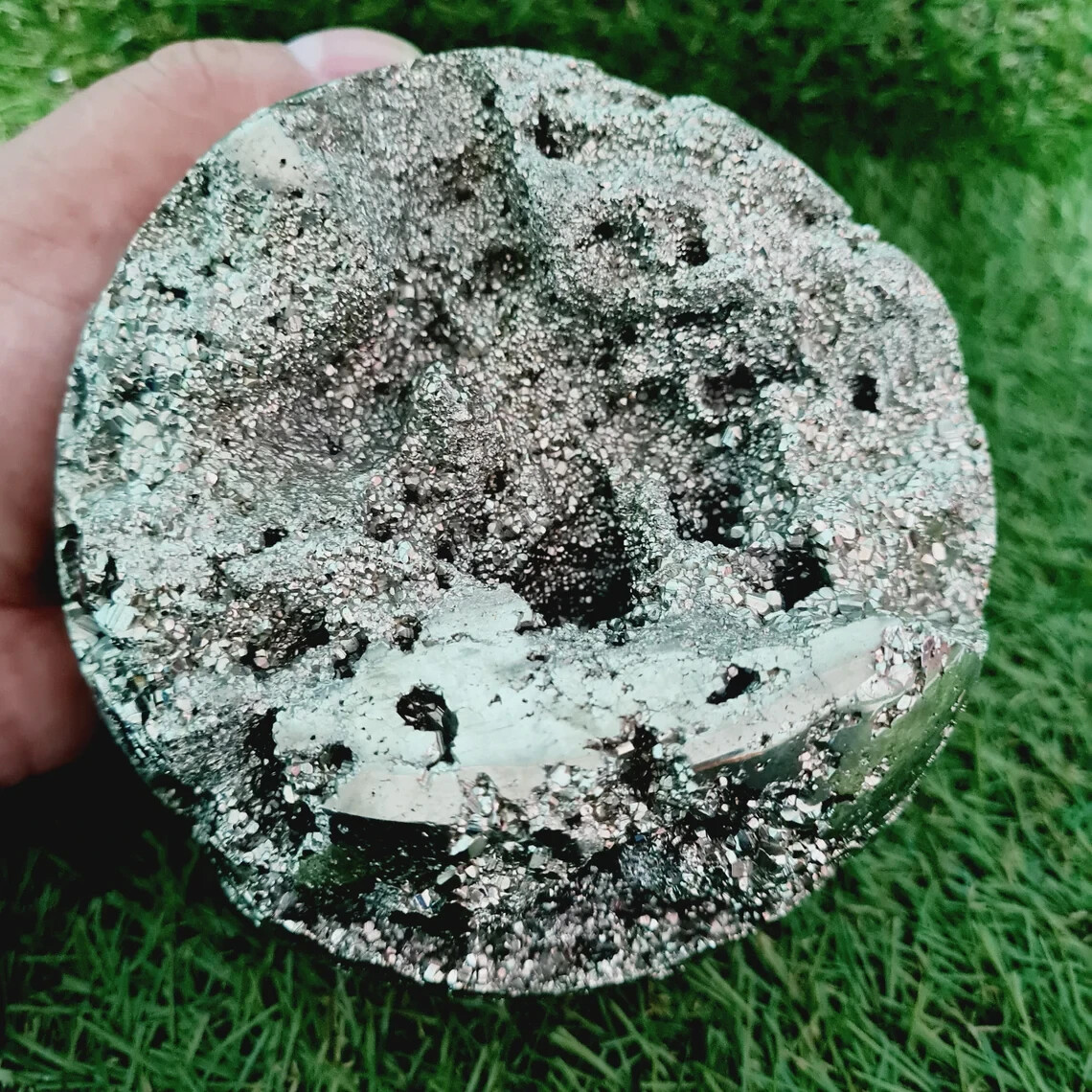 110mm Peruvian Pyrite Sphere Natural Sparkling Druzy Crystal Polished Stone Ball